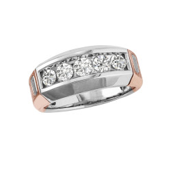 GENTS TWO TONE 5 STONE DIAMOND BAND