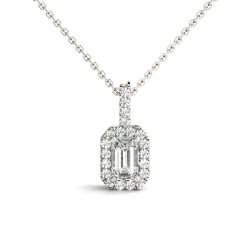 EMERALD CUT HALO PENDANT