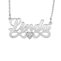 14K W Dia Accent Name Pers Nec