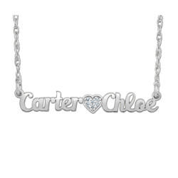 14K W Dia Accent Name Pers Nec
