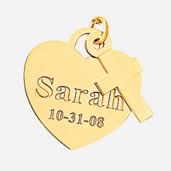 ENGRAVED HEART WITH CROSS
