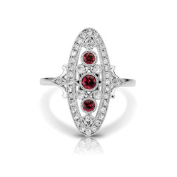 14KW RUBY FASHION RING;DIAMOND=1/4 CTTW; RUBY=1/3 CTTW