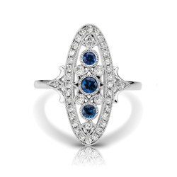 14KW SAPPHIRE FASHION RING;DIAMOND=1/4 CTTW;BLUE SAPPHIRE=1/3 CTTW