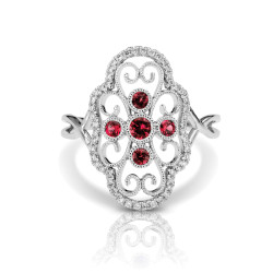 14KW RUBY FASHION RING;DIAMOND=1/6 CTTW; RUBY=1/5 CTTW