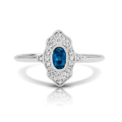 14K W SAPPHIRE & DIAMONDFASHION RING;DIAMOND=1/10 CTTW;BLUE SAPPHIRE=1/3 CTTW