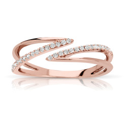 14K ROSE DIAMOND FASHION BAND;DIAMOND=1/5 CTTW