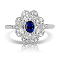 14KT SAPPHIRE & DIA RING