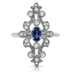 14KT SAPPHIRE & DIA RING