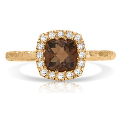 14K HALO SQ SMOKY QUARTZ CENTER