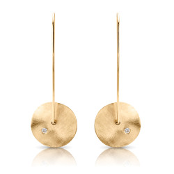 14K Y NON SYMETRIC PLATE DIAMOND EARRINGS;DIAMOND=1/20 CTTW