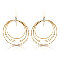 14K Y HANGING CIRCLE DIAMOND EARRINGS;DIAMOND=1/20 CTTW