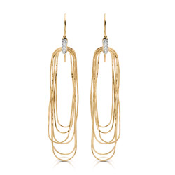 14K Y HANGING RECTANGLE W/ DIAMOND EARRINGS;DIAMOND=1/20 CTTW