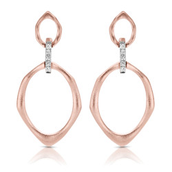 14K ROSE EARRINGS;DIAMOND=1/20 CTTW