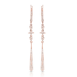 14K ROSE DIAMOND EARRINGS;DIAMOND=1/4 CTTW