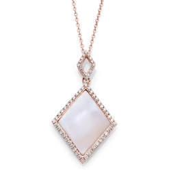 14K ROSE PEARL & DIAMOND NECKLACE;DIAMOND=1/5 CTTW