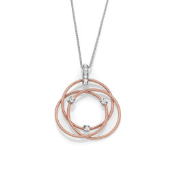 14K W/R INTERTWINED CIRCLE NECKLACE;DIAMOND=1/5 CTTW
