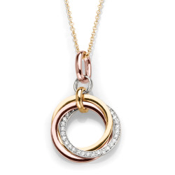 14K WHITE, YELLOW & PINK NECKLACE;DIAMOND-1/4 CTTW