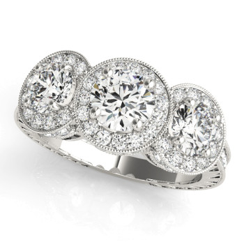 ENGAGEMENT RINGS 3 STONE ROUND