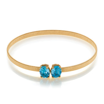 14K YELLOW BANGLE; DIAMOND = 1/15 CTTW