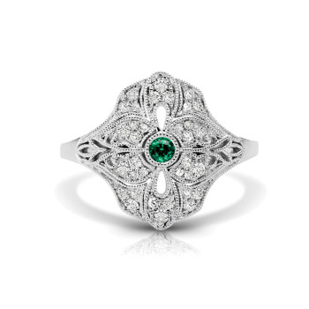 14KW EMERALD FASHION RING