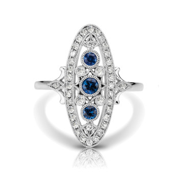 14KW SAPPHIRE FASHION RING;DIAMOND=1/4 CTTW;BLUE SAPPHIRE=1/3 CTTW