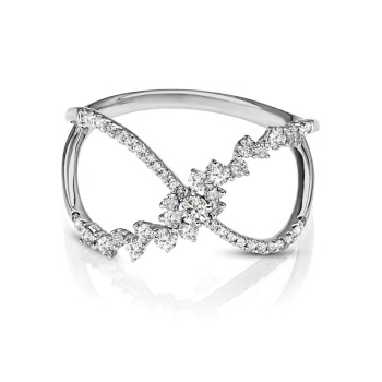 14K DIAMOND FASHION RING;DIAMOND=3/8 CTTW