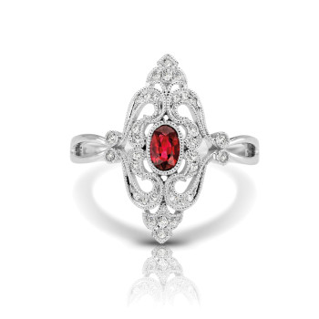 14K W RUBY & DIAMOND FASHION RING;DIAMOND=1/10 CTTW; RUBY=1/3 CTTW