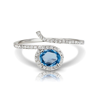 14KW BLUE SAPPHIRE & DIAMOND RING;DIAMOND=1/4 CTTW;BLUE SAPPHIRE=1/2 CTTW