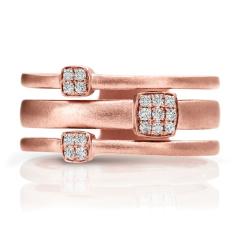 14K ROSE DIAMOND FASHION BAND;DIAMOND=1/8 CTTW