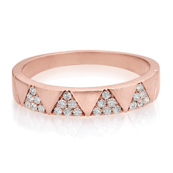 14K ROSE DIAMOND FASHION BAND;DIAMOND=1/5 CTTW