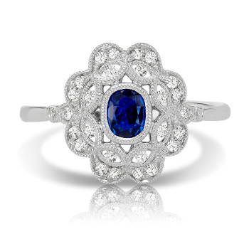 14KT SAPPHIRE & DIA RING