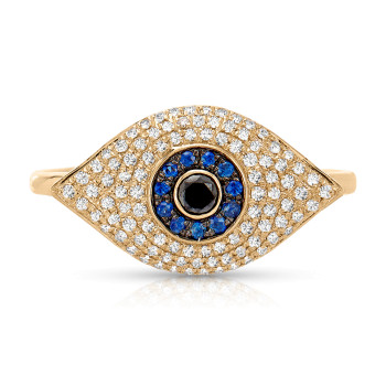 14KT BLUE SA & DIA RING