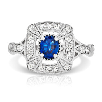 14K SAPPHIRE & DIA RING