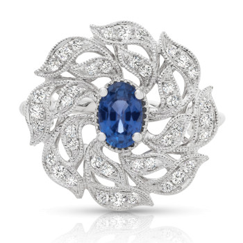 14K SAPPHIRE & DIA RING