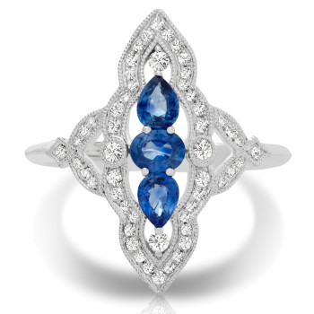 14K SAPPHIRE & DIA RING