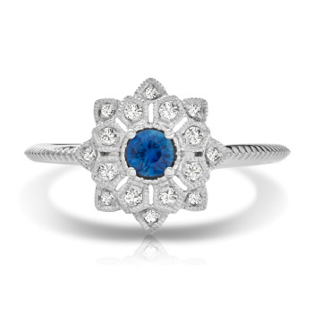 14K SAPPHIRE & DIA RING