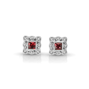 14KW RUBY & DIAMOND EARRINGS;DIAMOND=1/20 CTTW; RUBY=7/8 CTTW