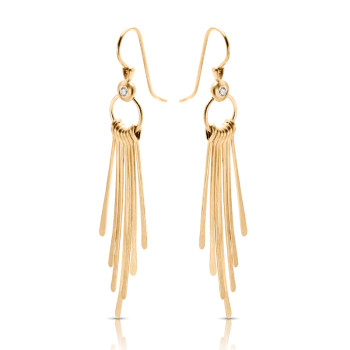 14K Y HANGING STICKS DIAMOND EARRINGS;DIAMOND=1/20 CTTW