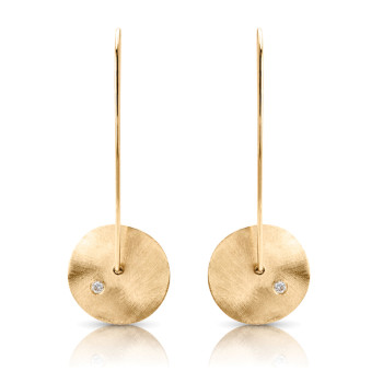 14K Y NON SYMETRIC PLATE DIAMOND EARRINGS;DIAMOND=1/20 CTTW