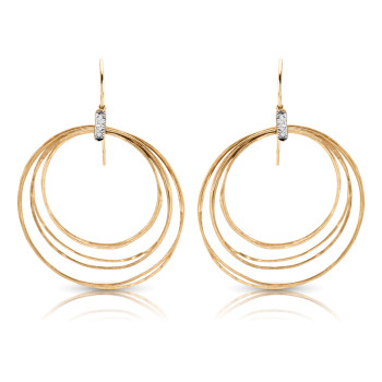 14K Y HANGING CIRCLE DIAMOND EARRINGS;DIAMOND=1/20 CTTW