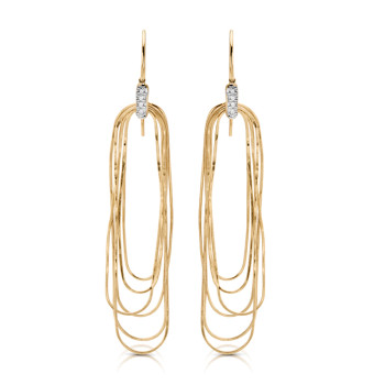 14K Y HANGING RECTANGLE W/ DIAMOND EARRINGS;DIAMOND=1/20 CTTW
