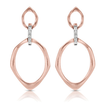 14K ROSE EARRINGS;DIAMOND=1/20 CTTW