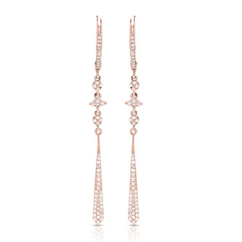 14K ROSE DIAMOND EARRINGS;DIAMOND=1/4 CTTW