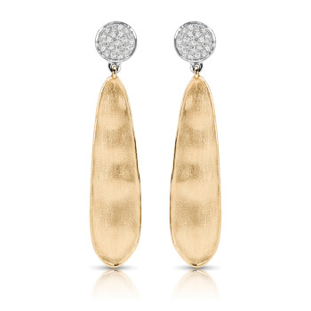 14K TWO TONE EARRINGS;DIAMOND=1/6 CTTW