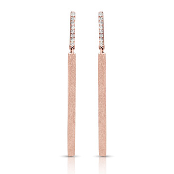 14K ROSE EARRINGS MATT FINISH;DIAMOND=1/10 CTTW