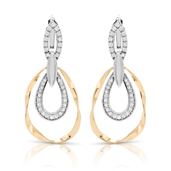 14K TWO TONE EARRINGS;DIAMOND=1/2 CTTW