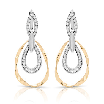 14K TWO TONE EARRINGS;DIAMOND=1/2 CTTW