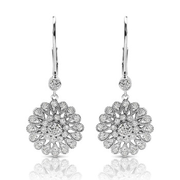 14K WHITE EARRINGS;DIAMOND=1 CTTW