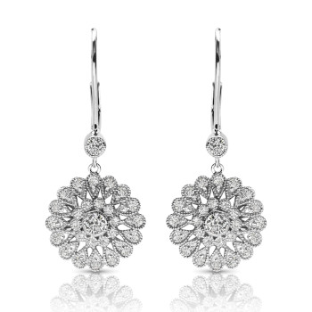 14K WHITE EARRINGS;DIAMOND=1 CTTW