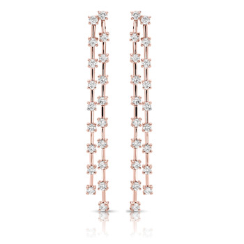 14K ROSE EARRINGS;DIAMOND=1 7/8 CTTW